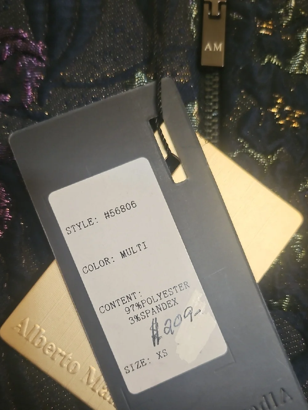 NWT Alberto Makali V-Neck Cocktail Dress embroidered Jacquard Jewel Tone